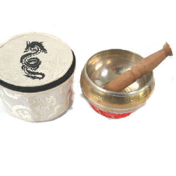 Silver Dragon singing bowl with silk pouch 3.5" sbk-1215